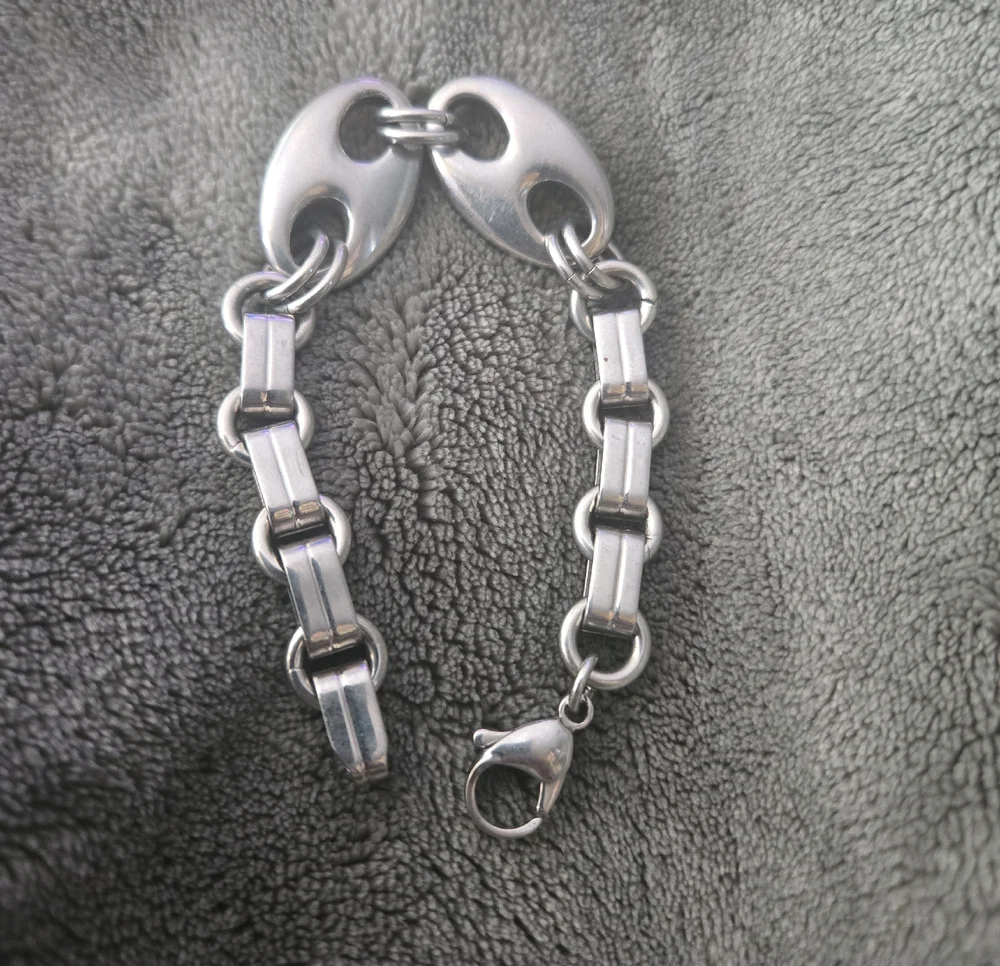 Men's Chunky Hermes Style Silver Tone Large Link Bracelet - Polished Metal